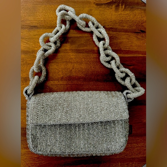 Anthropologie Handbags - Silver sparkling shoulder bag NEW from Anthropologie
